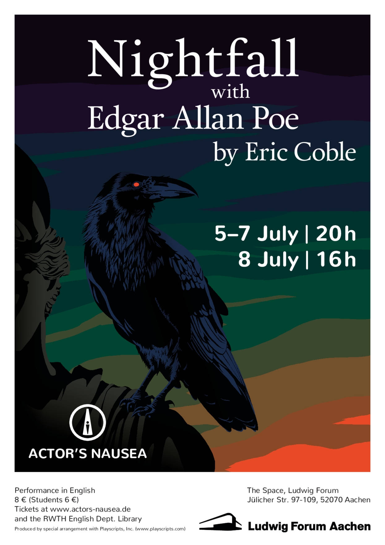 Nightfall with Edgar Allan Poe - Poster by Lilian Kojan